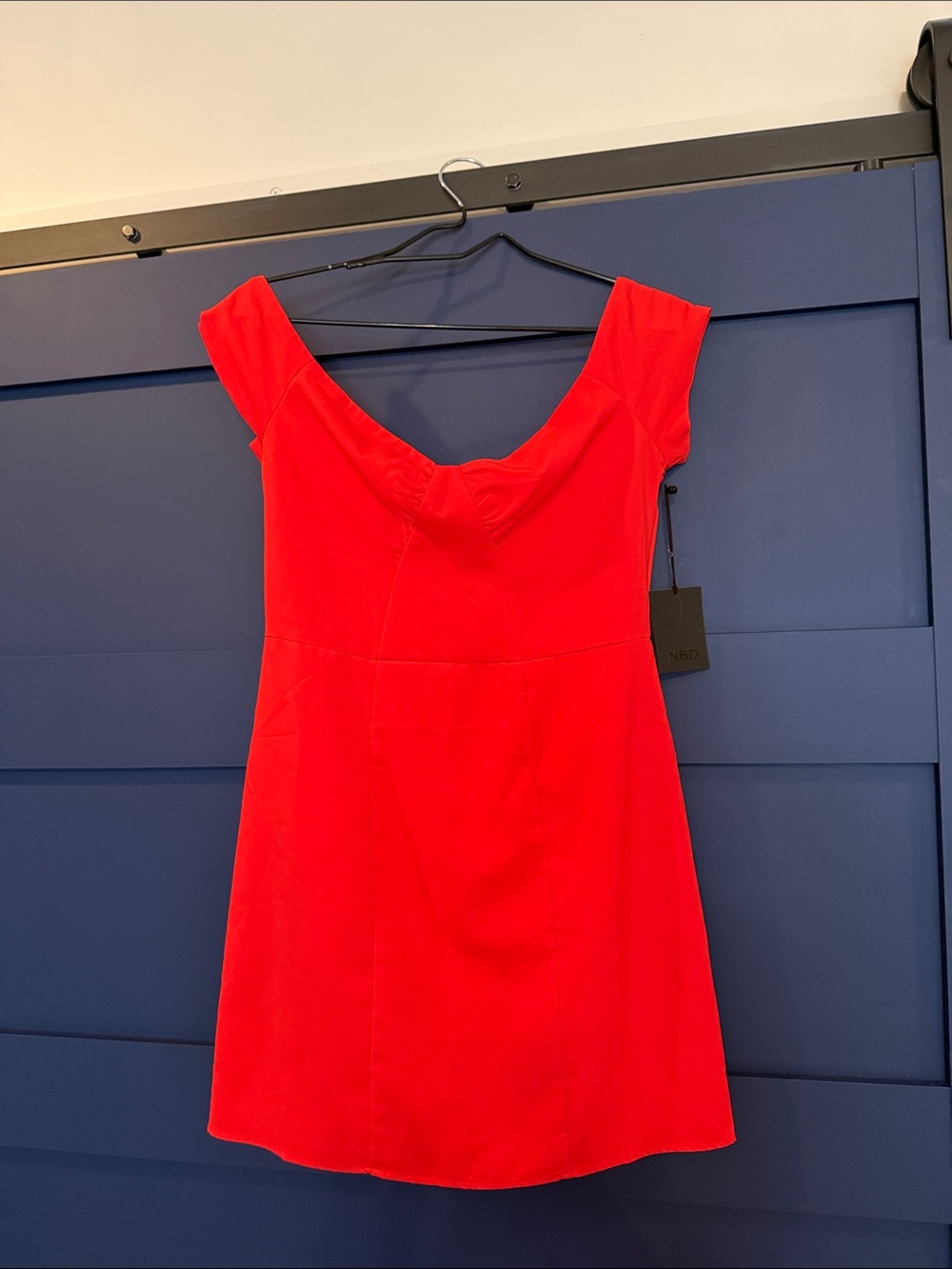 NBD Red Cap-Sleeve Scoop Neck Mini Dress